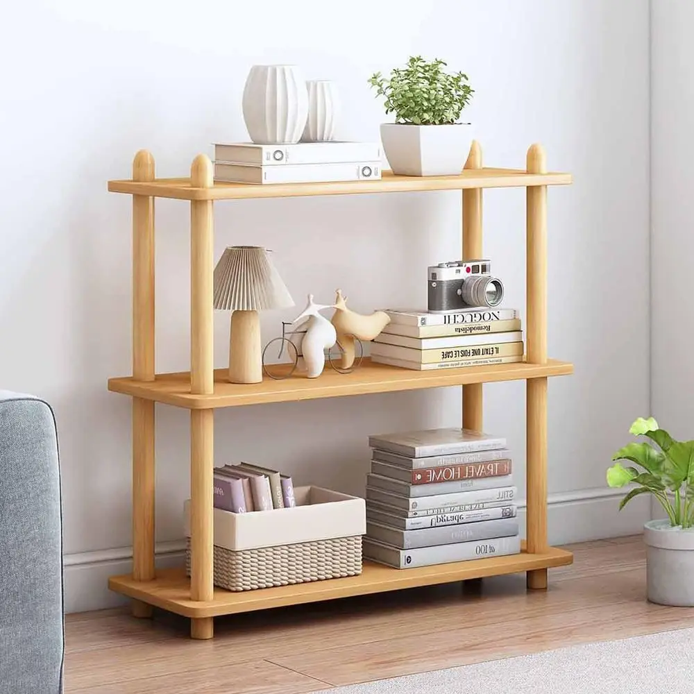 Home Office With Bookshelves - رف كتب خشبي بثلاثة طبقات -