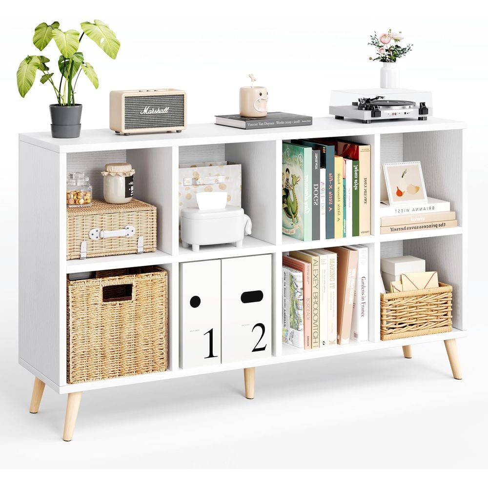 Home Office With Bookshelves - رف كتب خشبي من طبقتين مع