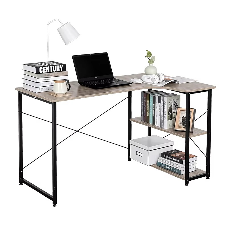 Home Office With Bookshelves - مكتب زاوية على شكل حرف L