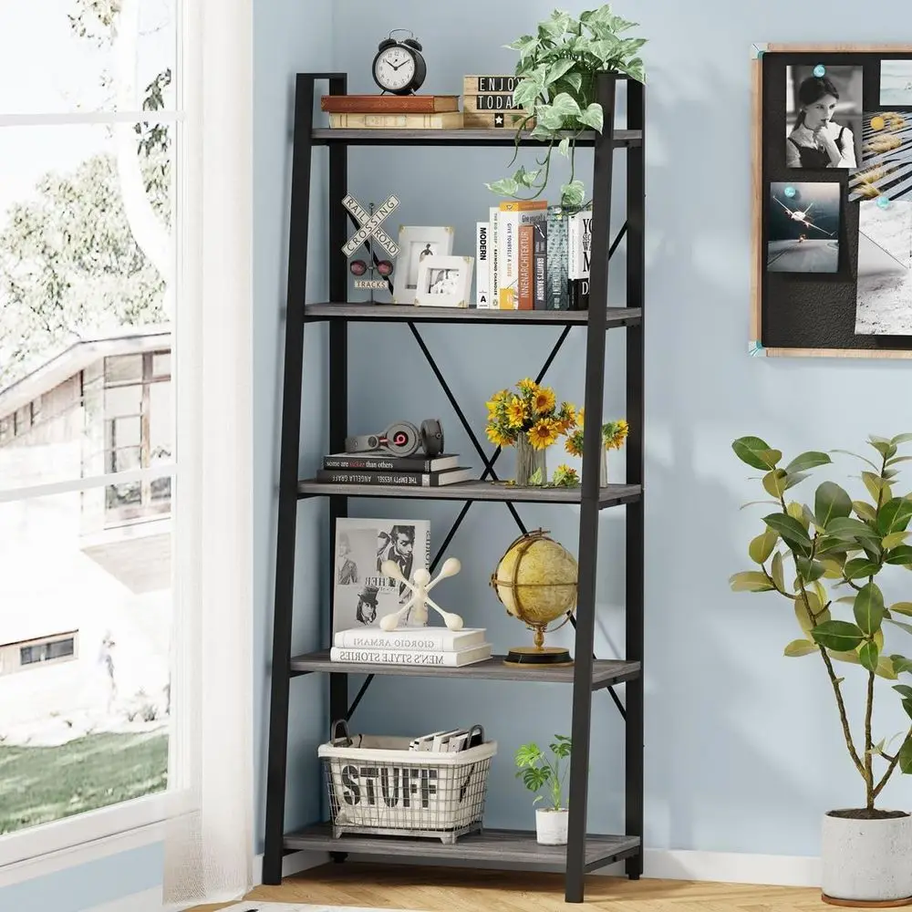 رف كتب بخمسة طبقات، بتصميم صنا - مراجعة Home Office With Bookshelves وسعره