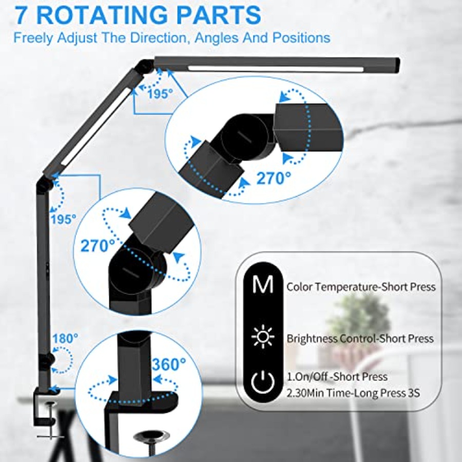 مصباح مكتب LED مع مشبك، مصباح  - مراجعة Desk Lamp Led وسعره