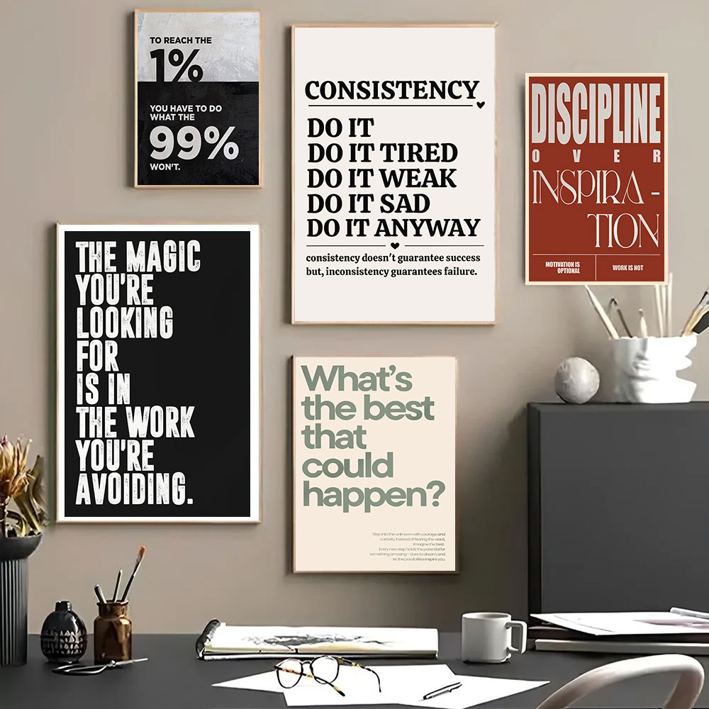 ملصق فني تحفيزي بتصميم بسيط مع - مراجعة Home Office Inspiration وسعره
