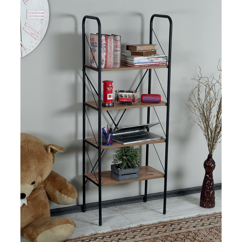 رف كتب خشبي بإطار معدني صناعي  - مراجعة Home Office With Bookshelves وسعره