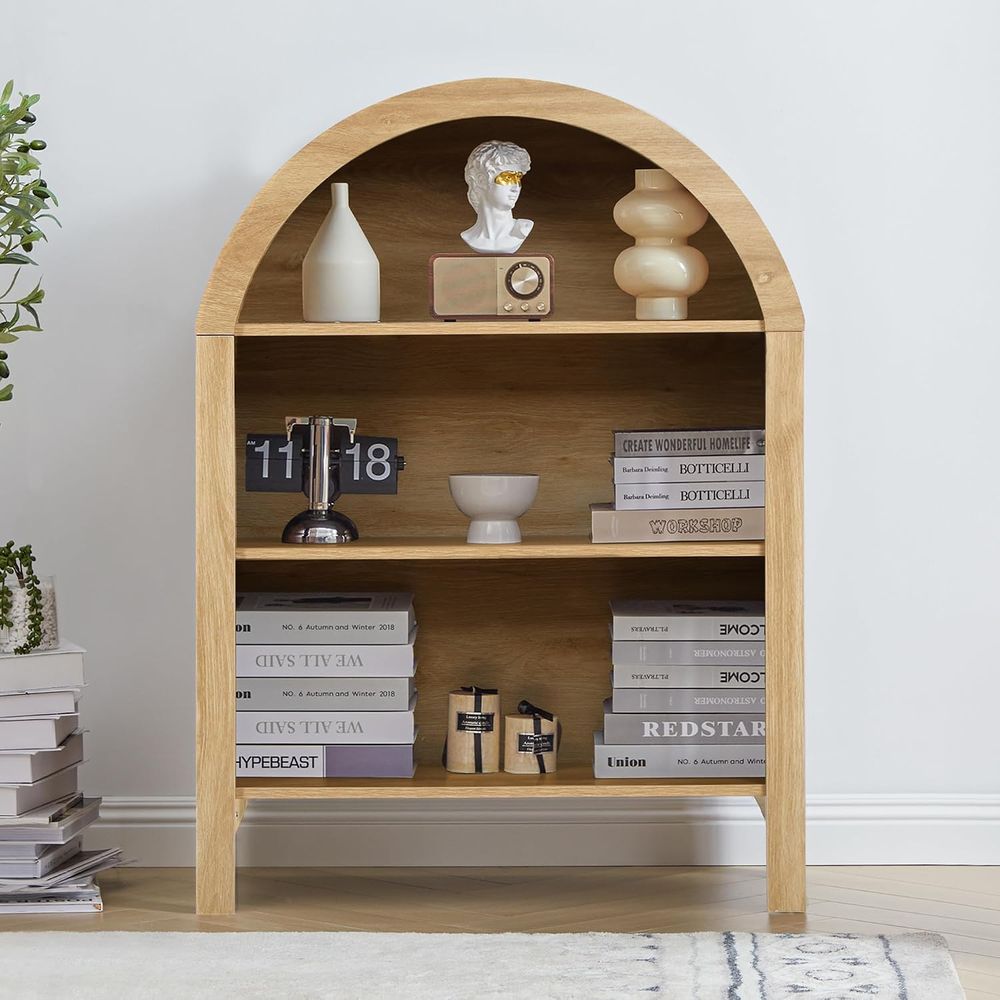 رف كتب قوسي ثلاثي الطبقات قائم - مراجعة Home Office With Bookshelves وسعره