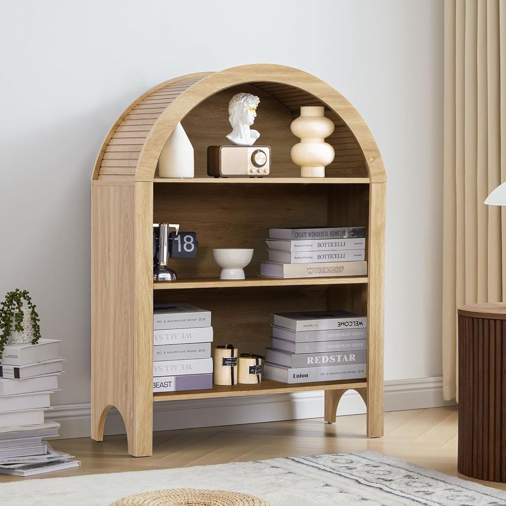رف كتب قوسي ثلاثي الطبقات قائم - مراجعة Home Office With Bookshelves وسعره